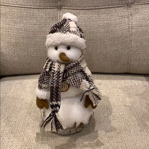 Sparkly Christmas Medium Snowman with Birch & Plaid Hat & Scarf